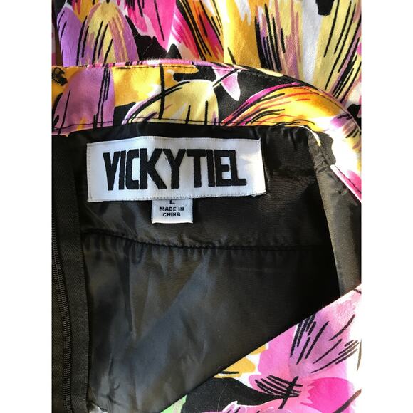 EUC Vintage Vicky Tiel floral Pink sundress size L backless Halter Multi-color - Picture 5 of 5